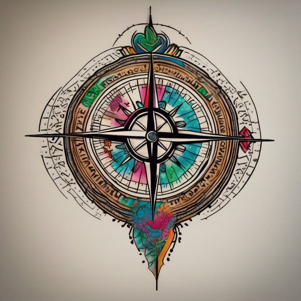 Compass on the back of the palm in the shape of Nigeria with longitude written on the top and latitude written on the bottom. Draw lines from a treasure map connecting from the arm to the tattoo fishing tattoos, design de tatouage Dotwork généré par IA